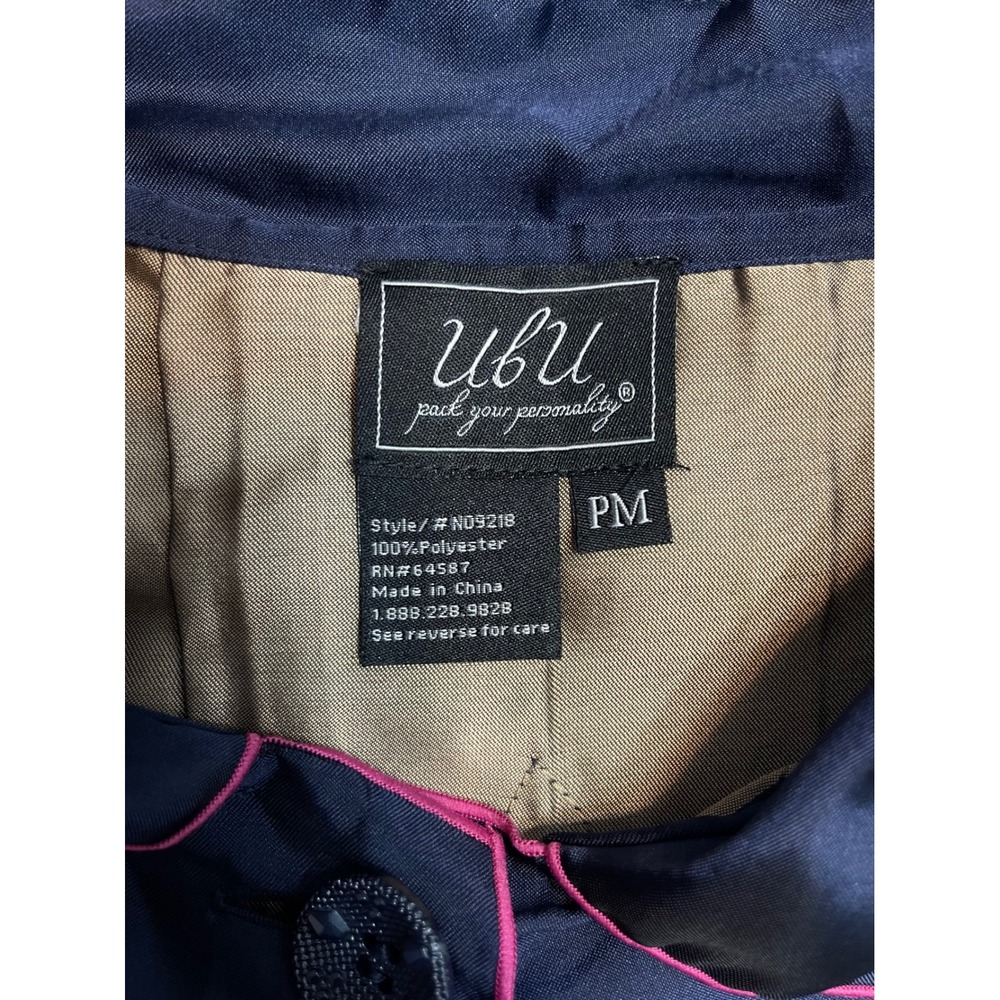 NWOT UBU Reversible Floral Rain Jacket Navy Blue Taupe Button Front PM N0921B - Picture 3 of 9
